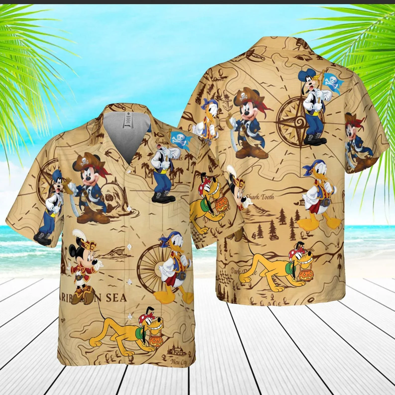 

Disney Pirates of Caribbean Hawaiian Shirt Men's Disney Hawaiian Shirt Fashion Button Short Sleeve Shirt Mickey Hawaiian Shirt