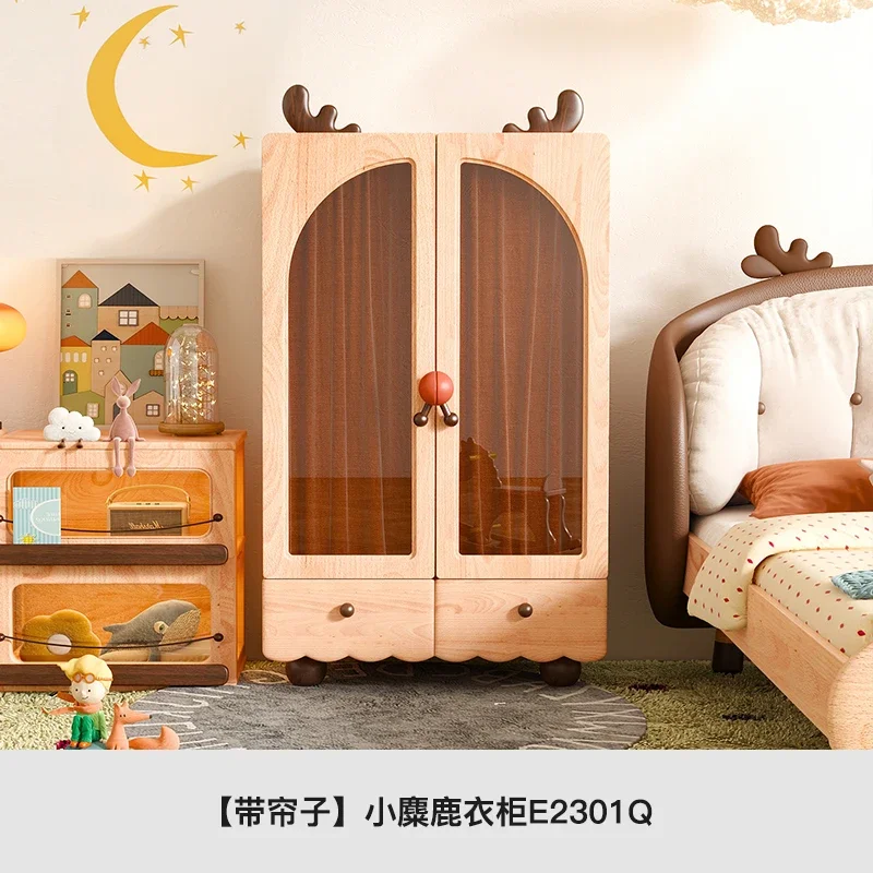 Elk Children's Wardrobe Solid Wood Girls' Baby Storage Cabinet Cartoon Boy Bedroom