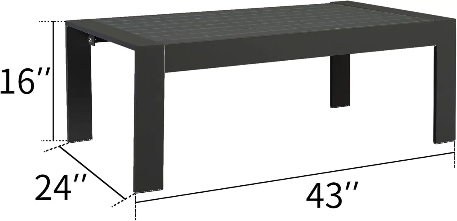 Aluminum Outdoor Coffee Table,All-Weather Rectangle Metal Patio Coffee Table Furniture for Balcony,Garden, Indoor or Outdoor Use