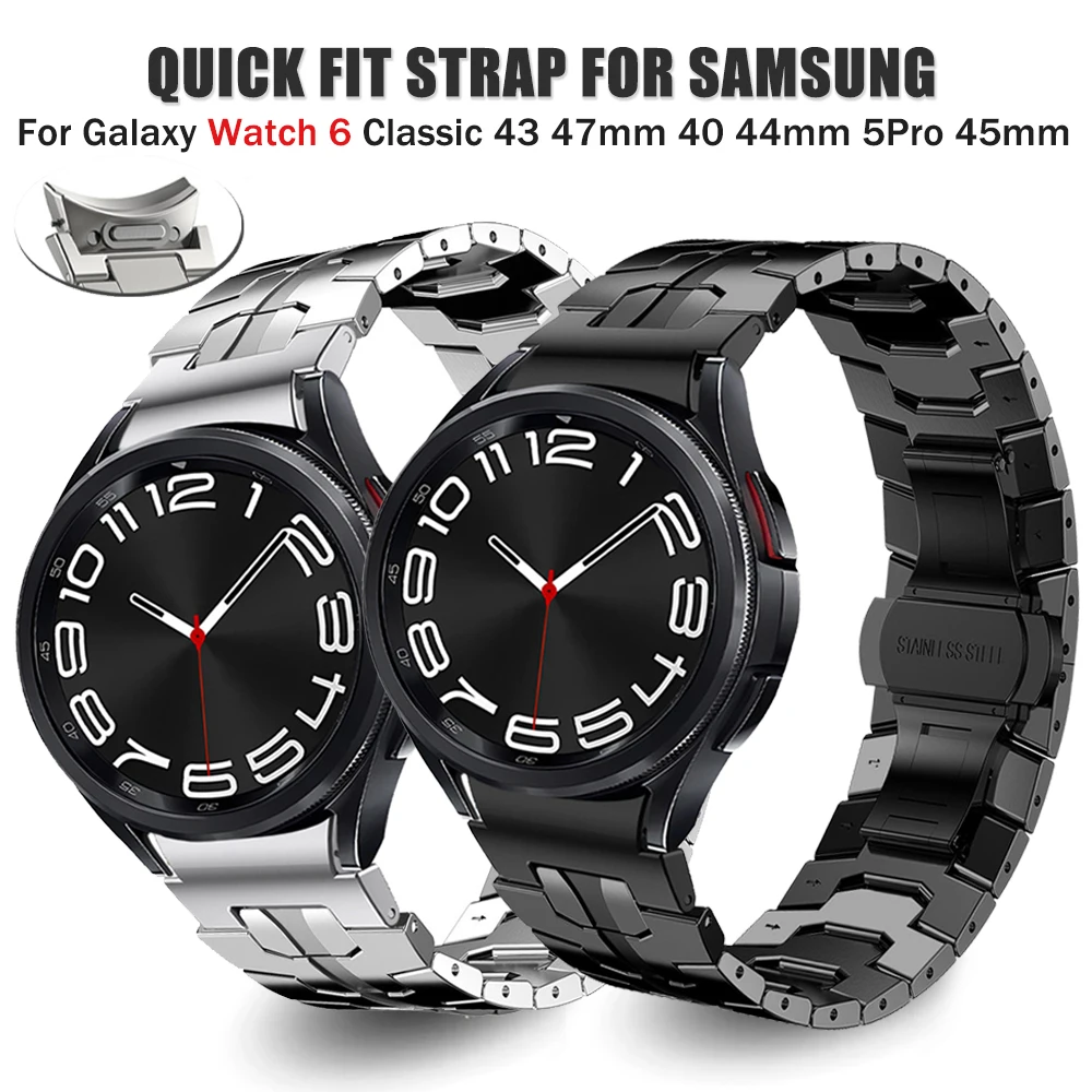 

Ремешок без зазора из нержавеющей стали для Samsung Galaxy Watch 6 Classic, металлический быстросъемный браслет для Galaxy 5 Pro, 47 мм, 43 мм, 40 мм, 44 мм