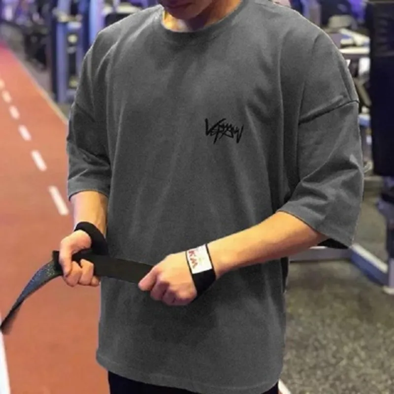 جديد الياقة المستديرة الرياضة تي شيرت كبير الحجم ا...