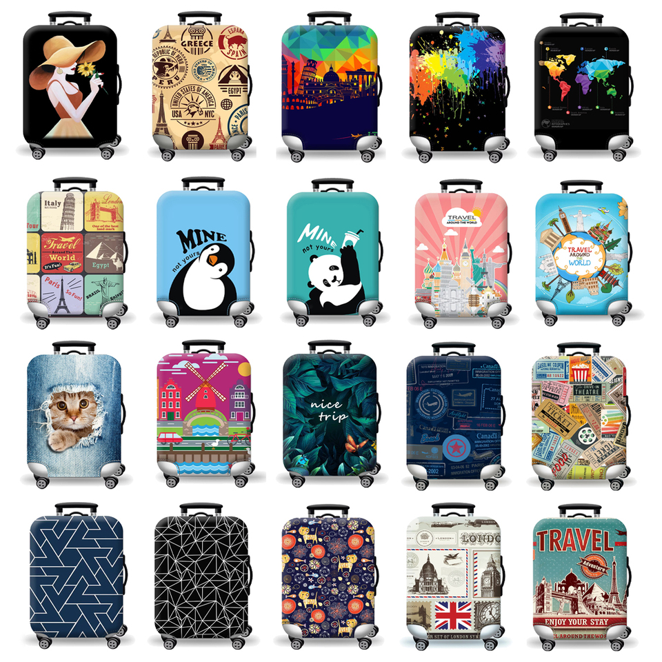 Hot Thick Elastic World Luggage Protective Cover Zipper Suit for 18-32 Inch Bag Suitcase Covers Trolley Cover Travel Accessories