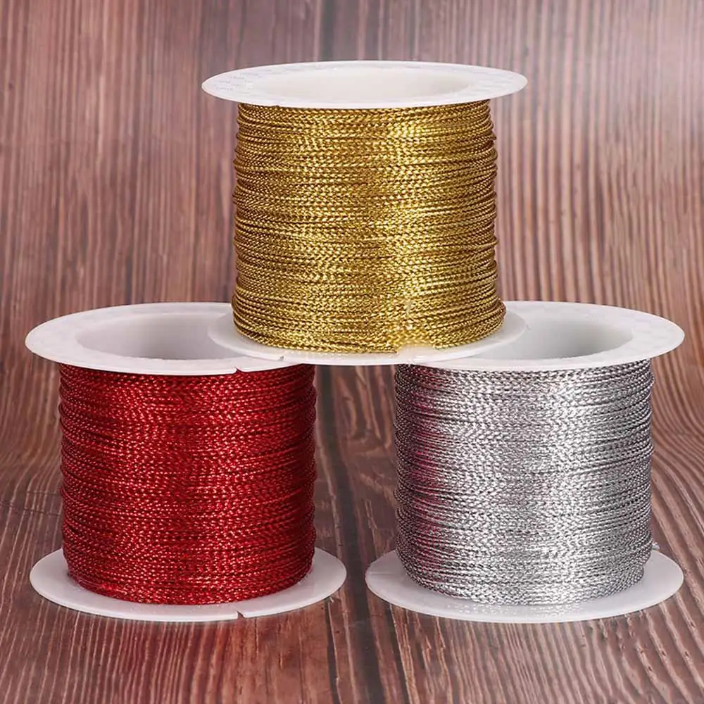 20 Meters 1mm Gold Silver Red Tag Line Polyester Fiber Cord No-slip Clothing Cord DIY Rope Thread String