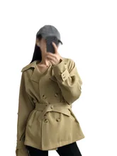 

2022 Spring Retro Khaki Solid Color Slim Trench Coat With Belt Women Fashion Casual Turn Down Collar Jackets Female N1505