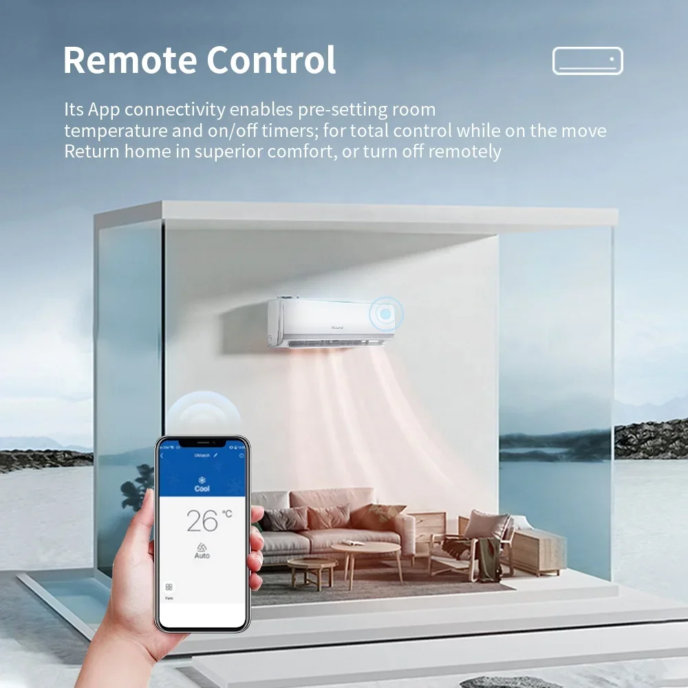 Puremind High Quality 9000btu 12000Btu Split Wall Mounted Air Conditioner R410A R32 Inverter Cooling Fast  Wifi Control OEM 6