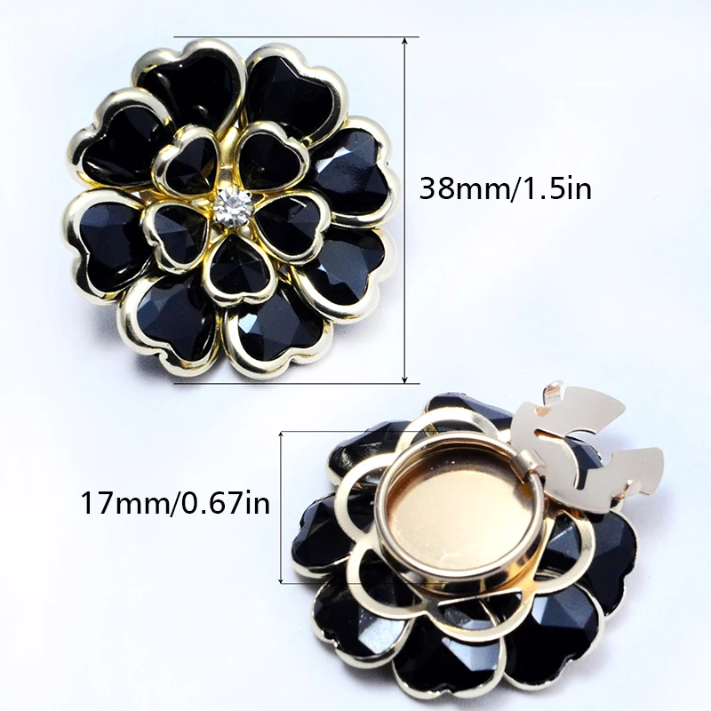 1 Piece Acrylic Rhinestone Flower Cufflink Shirt Button Clip Fashion Clothing Accessories