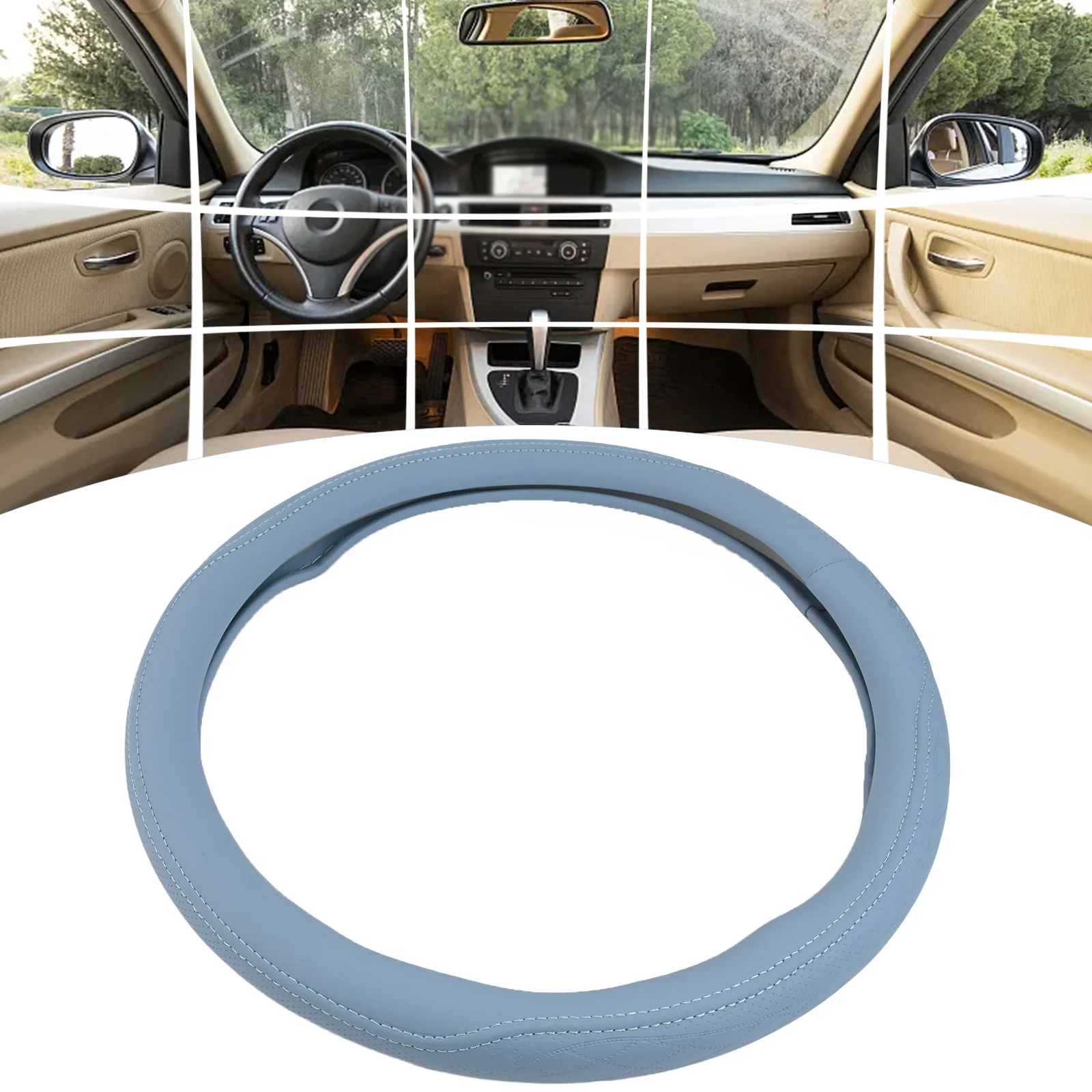 38cm 미끄럼 방지 휠 커버 미끄럼 방지 자동차 스티어링 커버 차량에 편안하고 유연한 핏 프리미엄 고무 내부 링