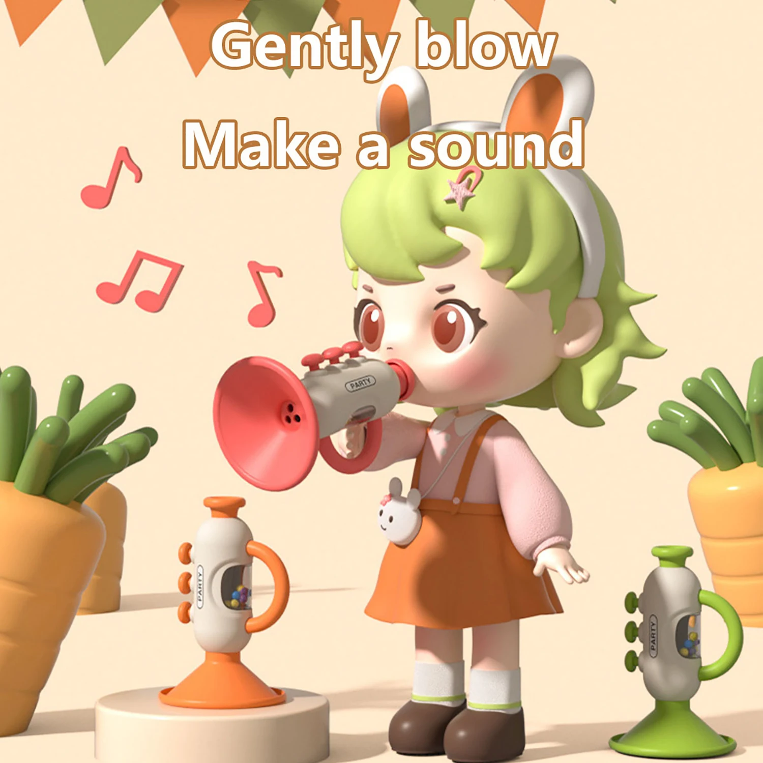 Children's mini trumpet toy, baby can whistle, instrument, harmonica can play, puzzle early education 5