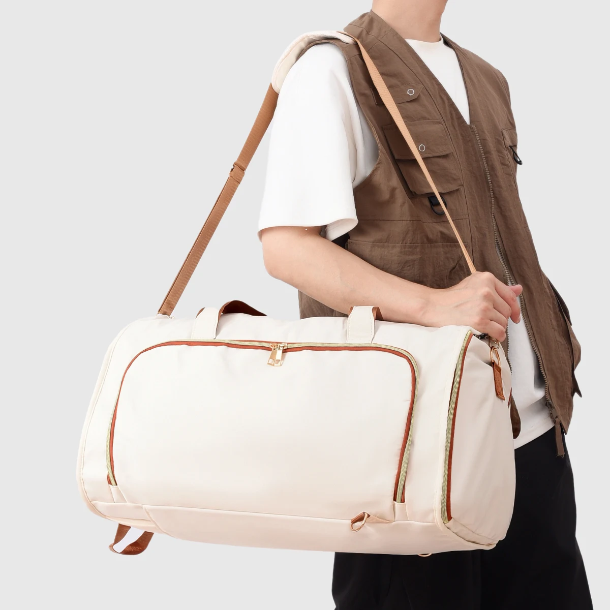 Extra Large Capacity Travel Bag, Travel Bag, Men's and Women's Quilt Cosmetics Bag, Satchel Luggage Bag, Checked Moving Luggage Bag, Multi-Function with Shoe Compartment