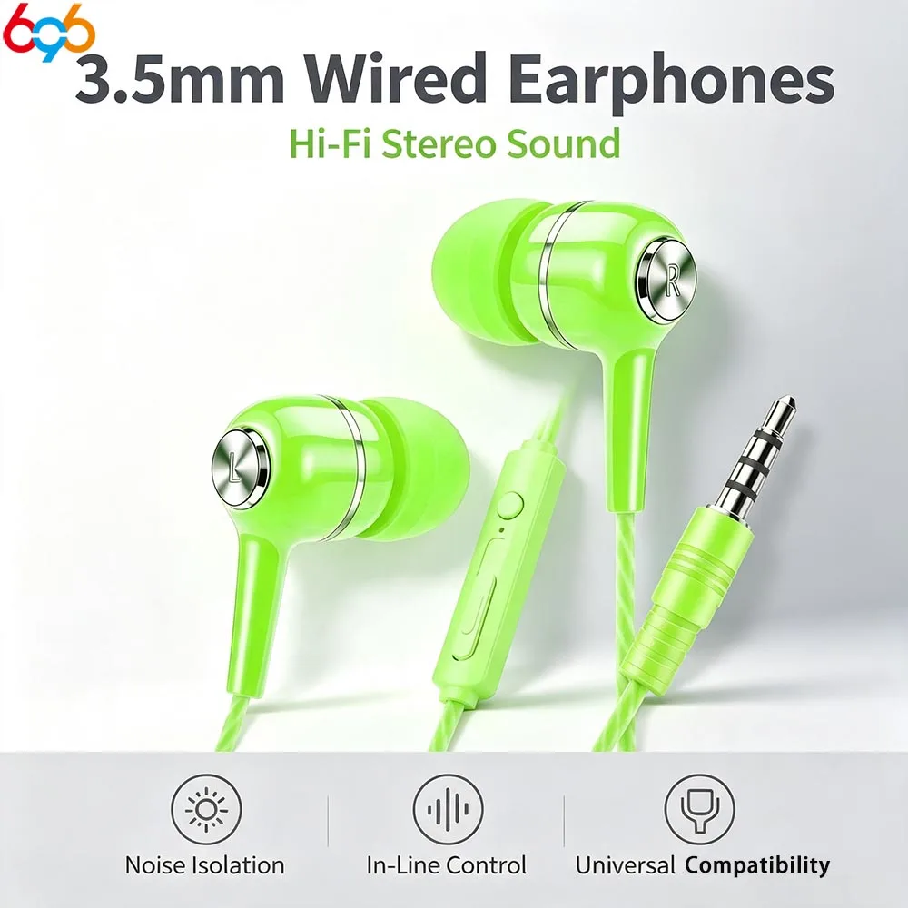 Versatile Wired In-Ear Earphones with Microphone & Enhanced Bass