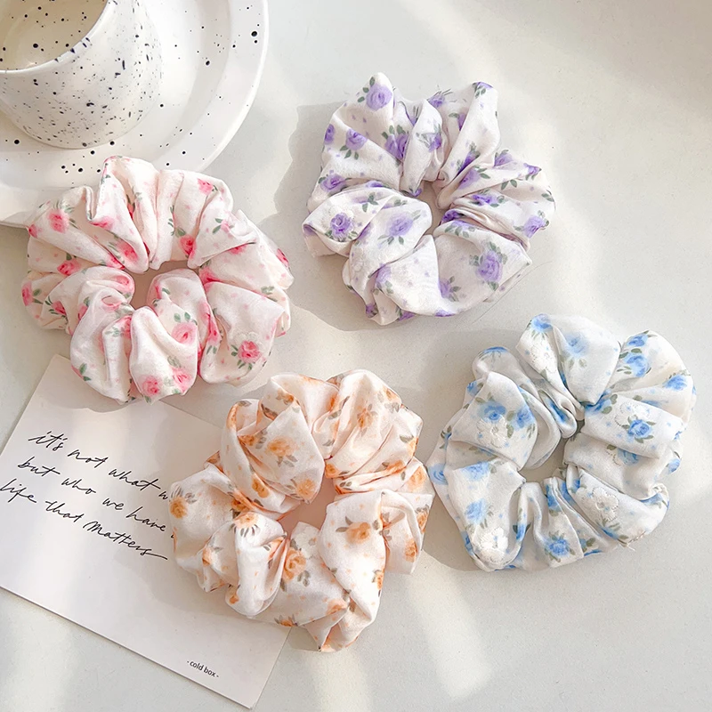 3pcsElegant Simple Style Hair Bands, Sweet Flower Hair Bundles, French Accessories, Gut Loop Bands