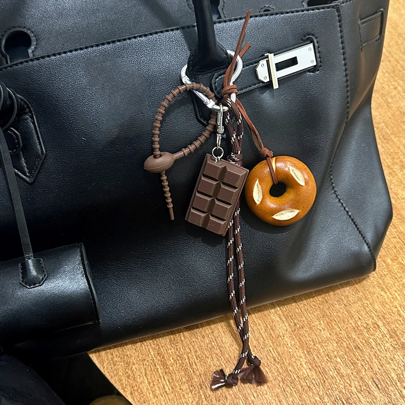 Lovely Exquisite Braided Rope Alkali Bread Braided Rope Bag Hang Chocolate Spring Buckle Pendant Senior Sense Pendant