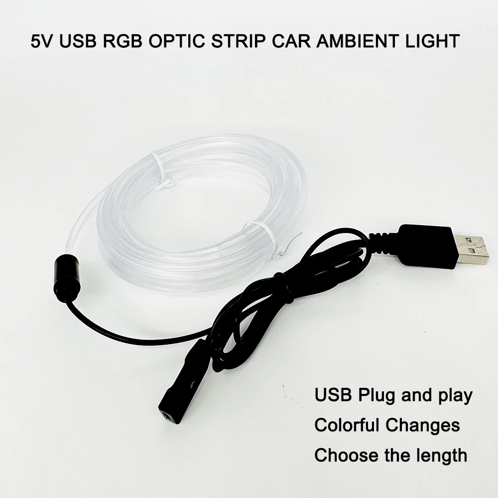 

1M/2M/3M/5M Car Interior Led Decorative Lamp EL Wiring Neon Strip For Auto DIY Flexible Ambient Light USB Party Atmosphere Diode