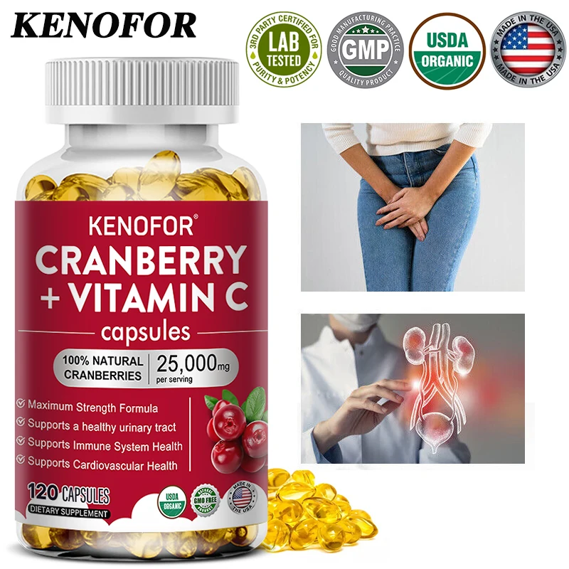 Cranberry Extract Concentrate + Vitamin C-Supports Urinary Tract Cardiovascular Skin and Bone Health Improves Digestion