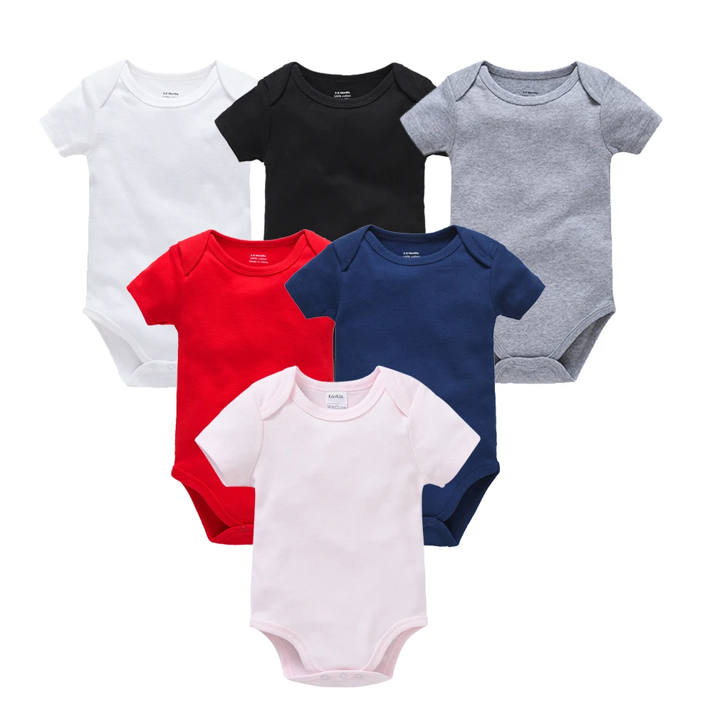 Baby Boys Clothes Cotton Solid Black Short Sleeve Blank Baby Bodysuits body bebe Newborn Jumpsuit Plain 0-24 Months 1/3Pcs