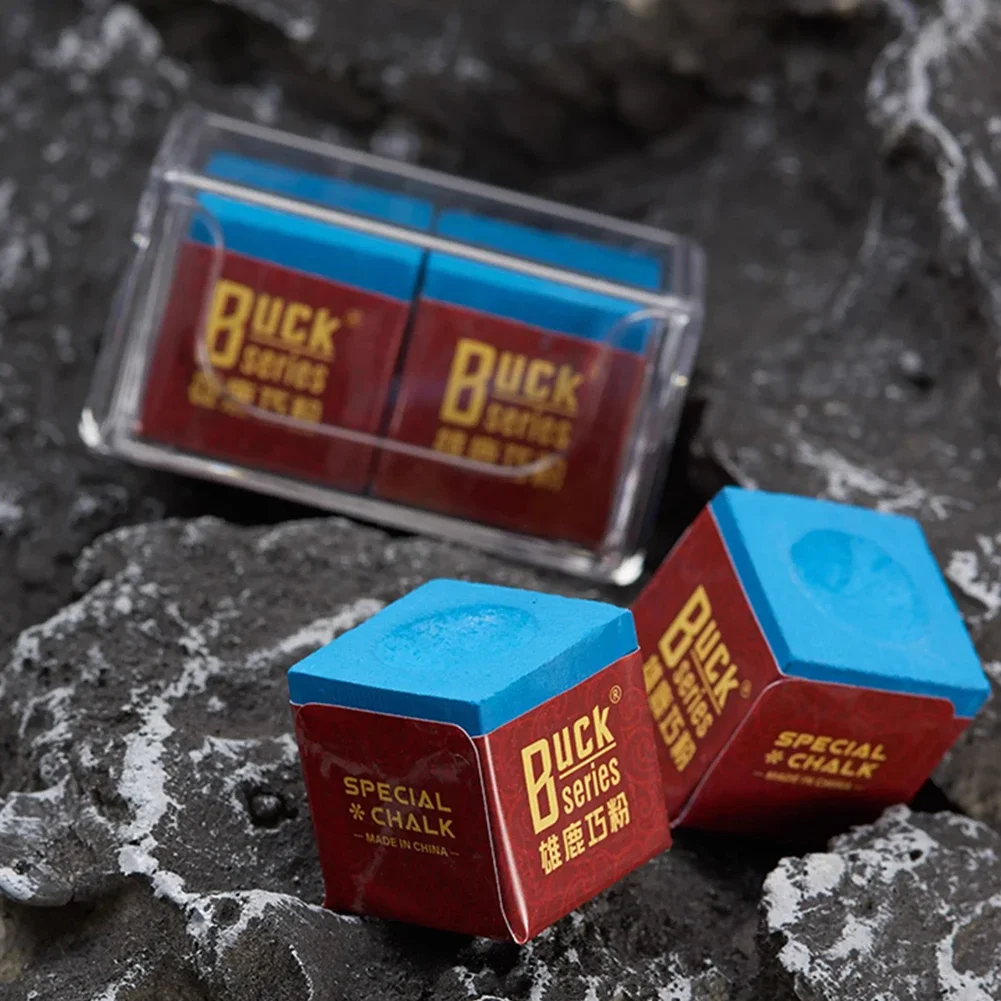 2Pcs No-slip Cue Chalk Pool Cue Tip Calcium Carbonate Billiard Chalks Indoor Sport Billiard Chalk with Transparent Storage Box