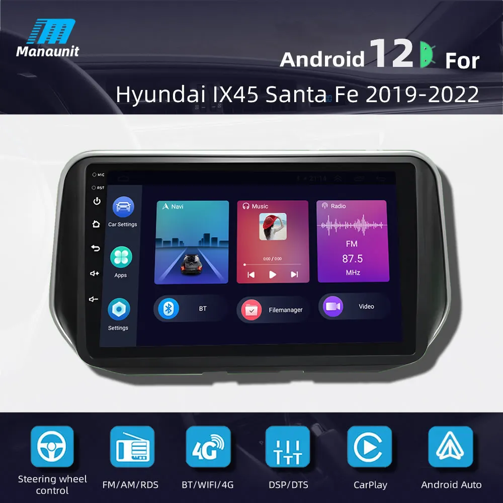 

10" Car Radio For Hyundai IX45 Santa Fe 2019 2020 2021 2022 Multimedia Video Player Navigaion GPS 2Din 4G DVD Stereo Head Unit