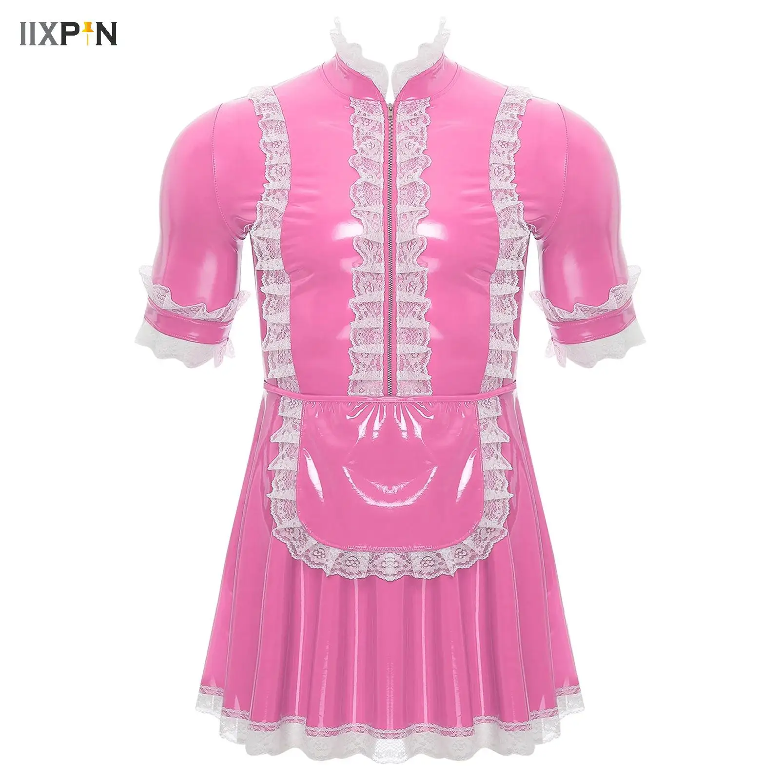 Vestido De Sirvienta Para Hombre – Disfraz Crossdressing De PVC Con Falda Plisada – Ideal Para Cosplay, Fiestas Y Clubwear – Varios Colores Y Tallas
