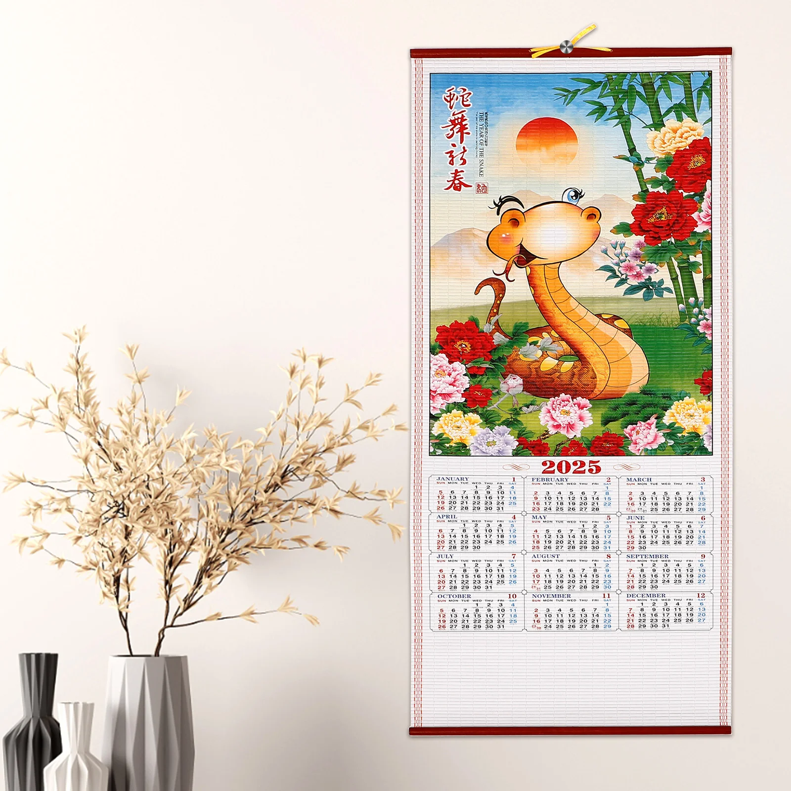 Wall Calendar Chinese Scroll Household Monthly Hanging Paper Rattan Office Wood For Dating wall calendar,paper wall calendar