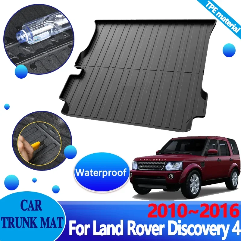 

Напольный коврик для багажника автомобиля Land Rover Discovery 4 L319 LR4 2010 ~ 2016, водонепроницаемый коврик, защитный коврик для багажа из ТПЭ, аксессуары для хранения