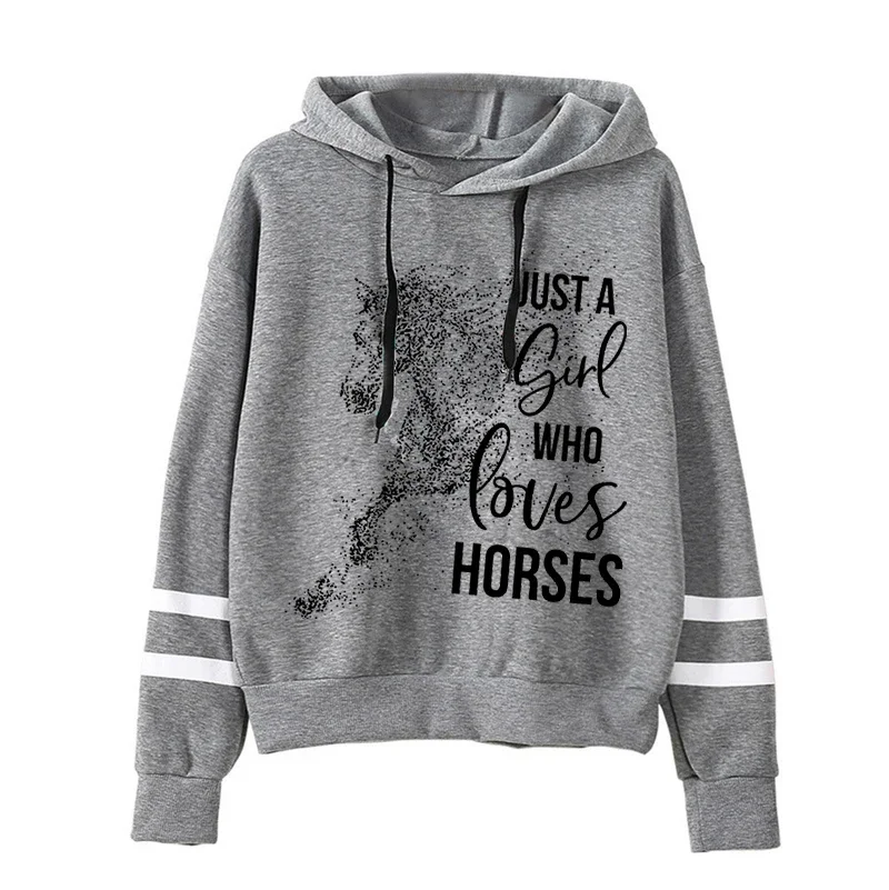 Loves Horses Thick Hoodies Animal Lovers Y2k Sweatshirt Men\'s Oversized Hoodie Ulzzang Women Clothing 2023 New Spring Kpop Hoody