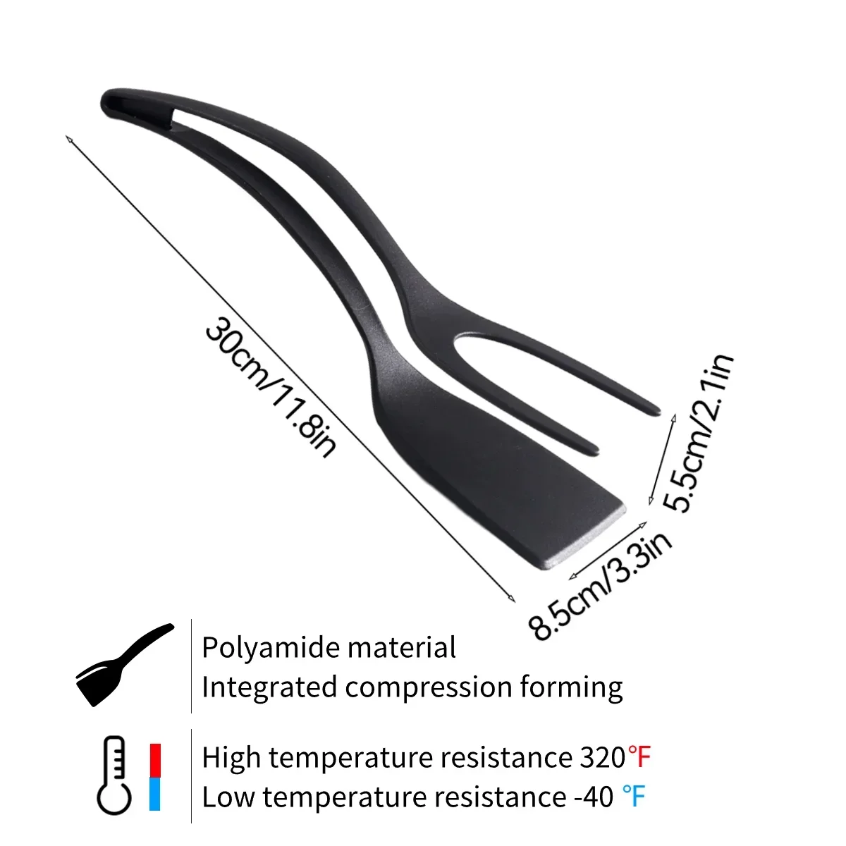 Non Stick Coating Nylon 2 in 1 Grip Flip Spatula Tongs Omelet Pancake Fish French Toast Egg Flipper Kitchen Cooking Tool