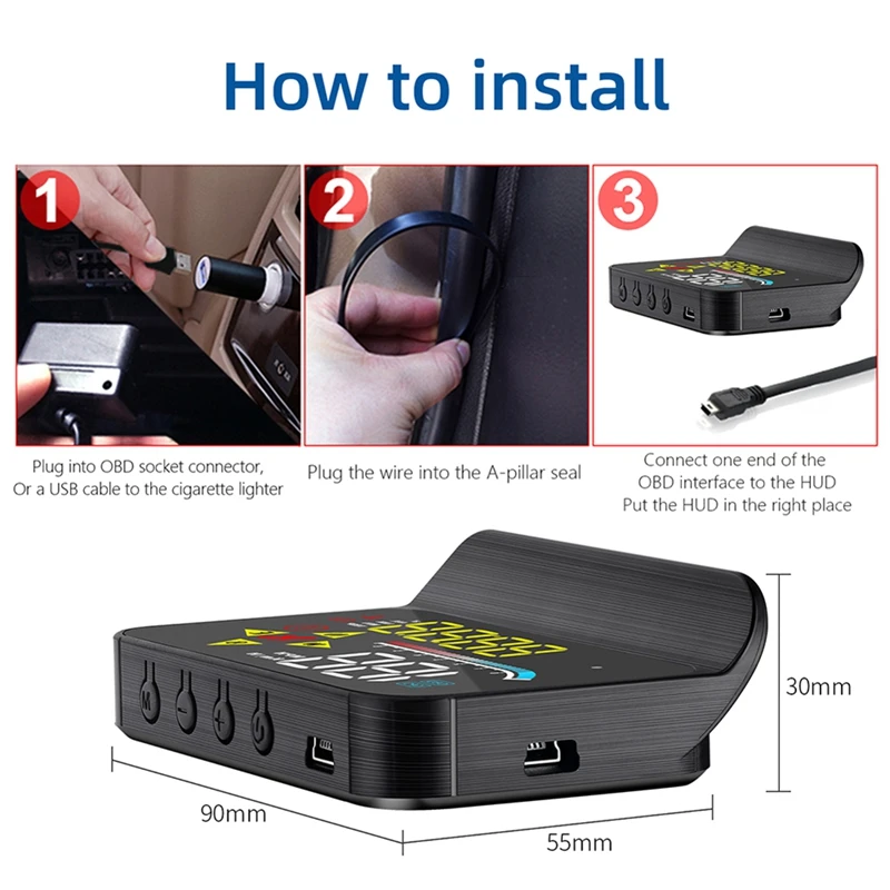  HUD GPS ׺̼ OBD2 ĳ, º ǻ,  ̺ GPS ׺̼ ӵ , 2 in 1