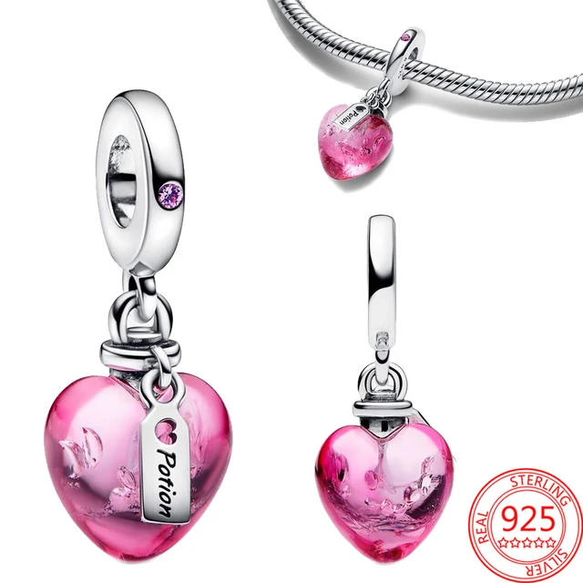 Pink Charms Murano Glass Beads Plata Charms of Ley 925 Fit Original Pandora  Bracelet Necklace Charm 925 Silver Pendant Jewelry