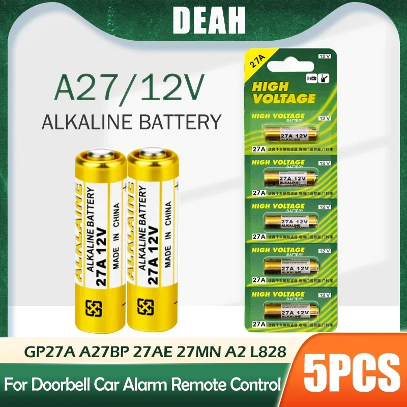 Alkaline Battery Disposable Battery 5PCS Alkaline Battery 12V A27 27A G27A MN27 etc For Alarm Remote Control Dry Cell