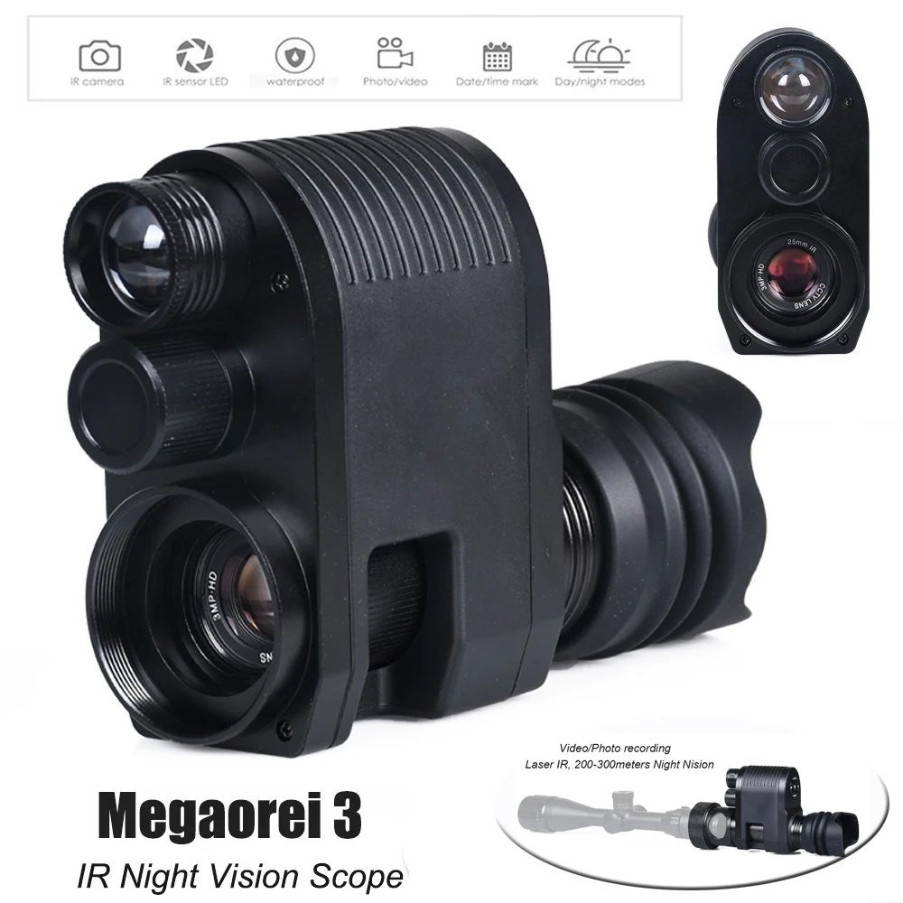 Megaorei 3 Night Vision Outdoor Hunting Scope IR 200-300M in Dark Video Recorder 