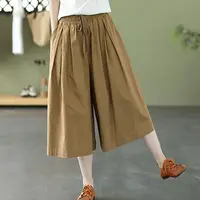 Women's Shorts Baggy Half Mid Length Female Short Pants Knee Loose Cotton Elastic Waist Wide Bermuda Cheap Kpop New in Low Price - Image 3