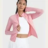 Lemon Ribbed Cropped Defines Stand Neck Jacket Lightweight Breathable High Elastic Fitness Yoga Coat Tight utdoor Sports Top 3