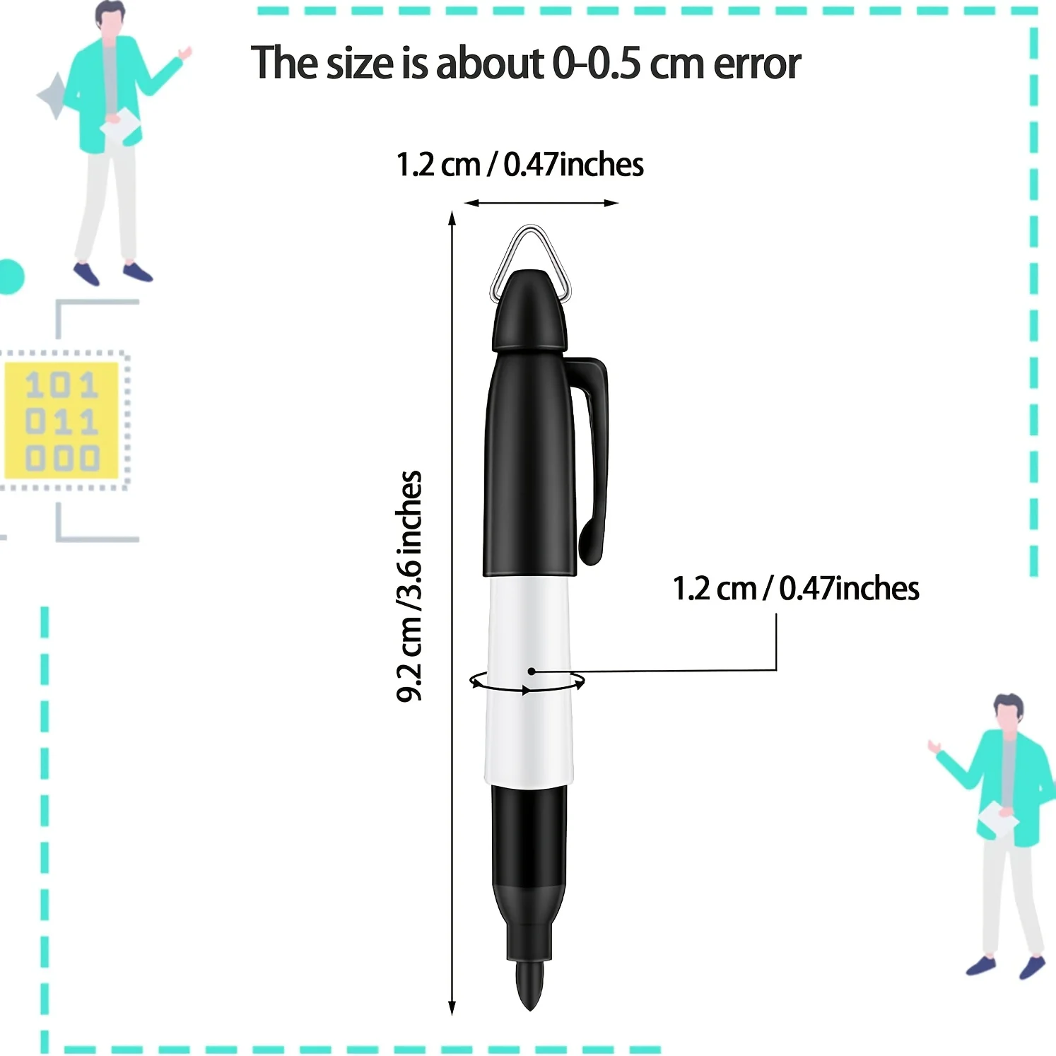 20/40/80 Pcs 미니 검정 잉크 영구 마커 펜 볼 헤드 키 체인 포함 간호사 사무실 소매 라벨 용 내구성 플라스틱 소재