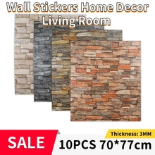

10Pcs Self-Adhesive 3D Wall Sticker Waterproof Foam Wall Panel 77x70cm Wallpaper for Living Room Kitchen Bedroom Luxury Decor