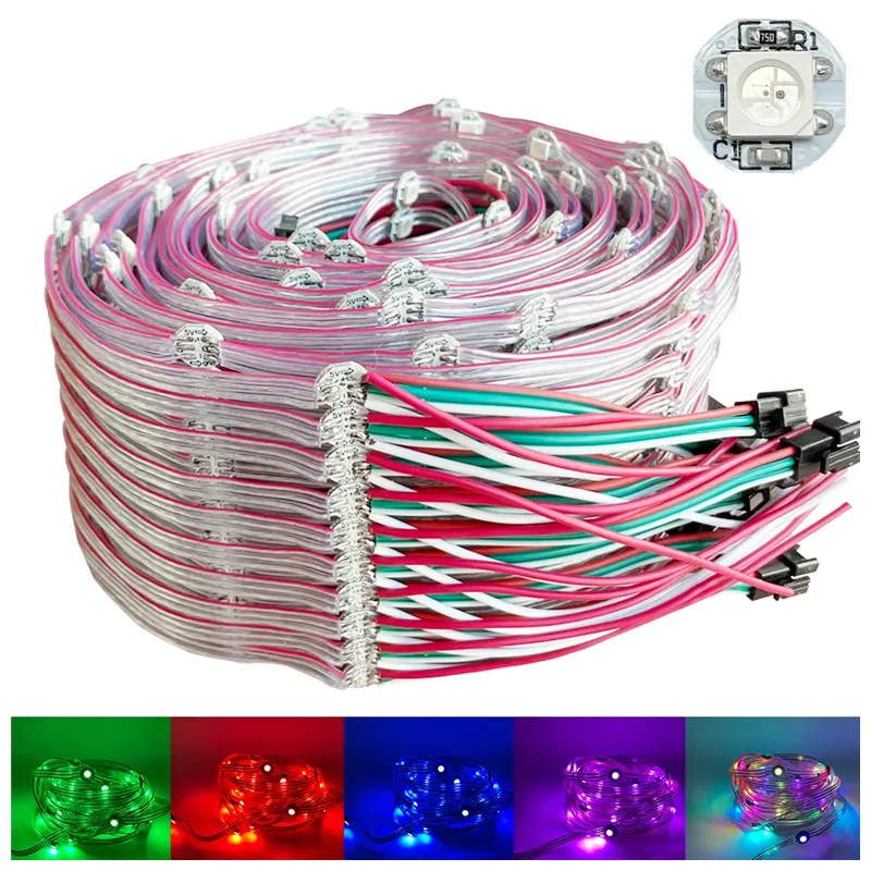 

50PCS DC5V WS2812B Pre-Soldered Leds LED Module String Nodes 10cm Wire Addressable Individually 5050 SMD RGB with Heatsink Board