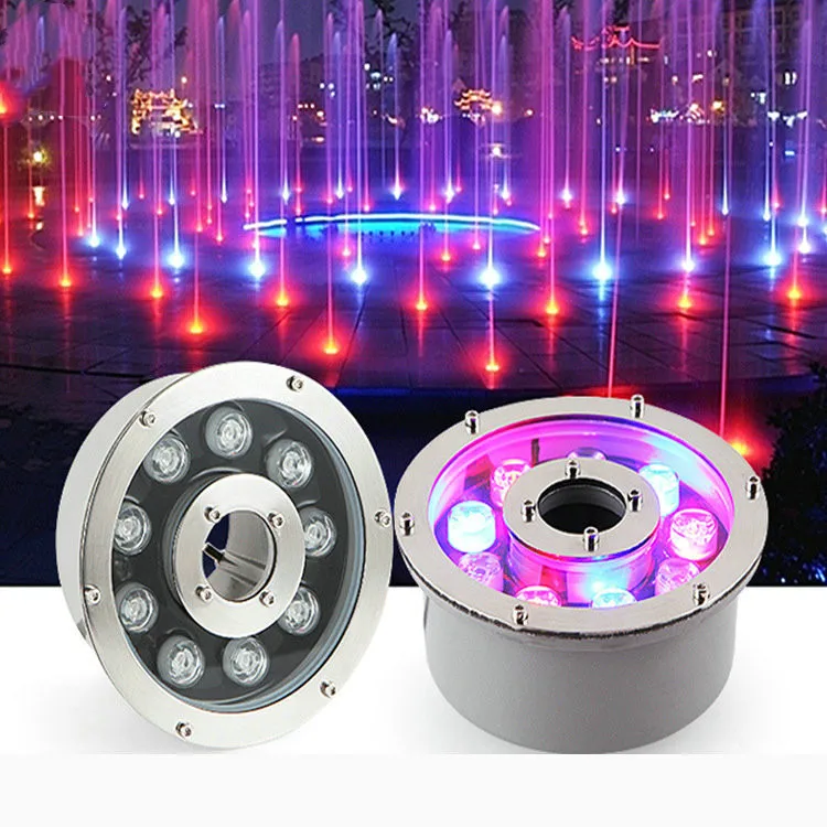 

RGB 6w 24w underwater light indoor dmx submersible pump led water jet fountain ring lights and nozzles light for small fountains