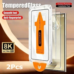 Premium 2 - Pack Dust - Free Easy Install Full Glue Tempered Glass Screen Protector for 2 Pieces