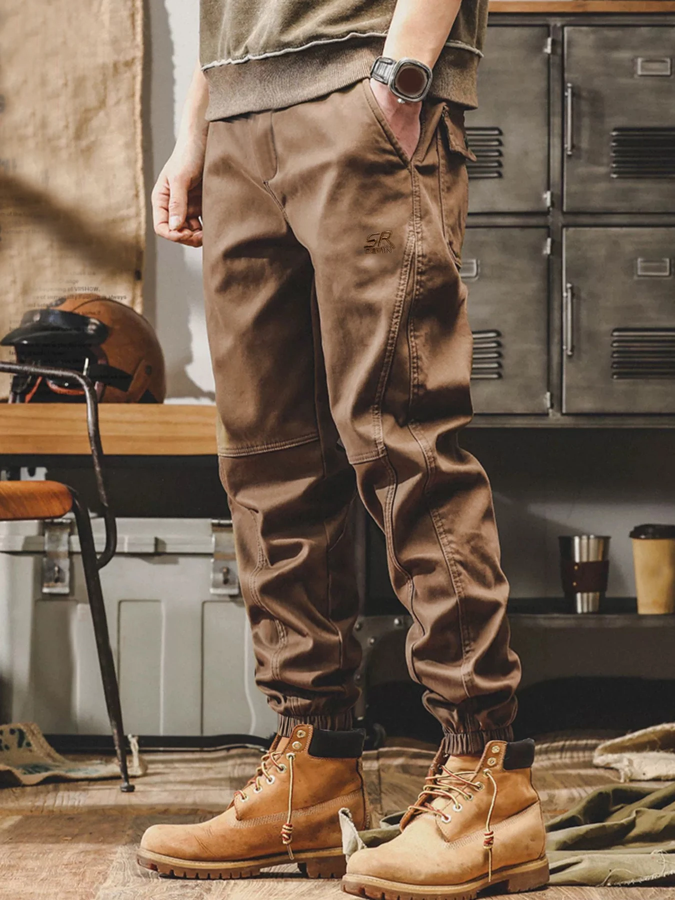 Description Picture 4 of itemFashionable men's baggy leggings, fashionable men's loose waist overalls, Haren slacks