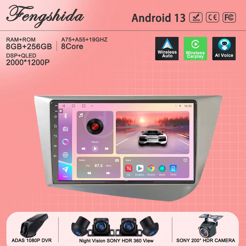 

Автомагнитола на Android 13 для Seat Leon 2 MK2 2005-2012, мультимедийный проигрыватель с навигацией без 2din, DVD, стерео, головное устройство, стандартное радио, Wi-Fi, BT экран