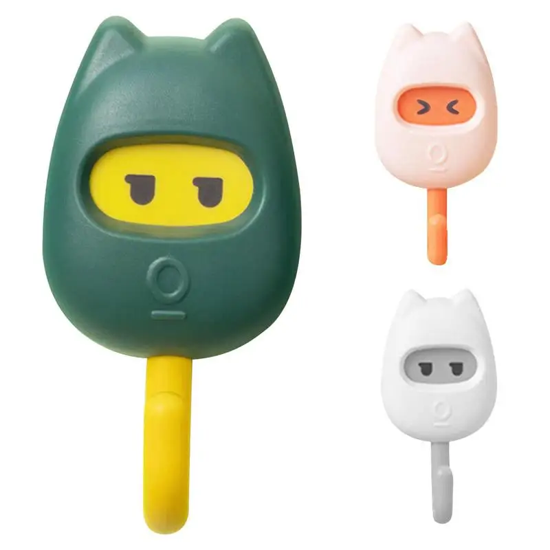 Adhesive Wall Hooks For Hats Cartoon Adhesive Kitchen Wall Hooks Decorative No Drilling Towel Hat Bag Hanger For Home Storage