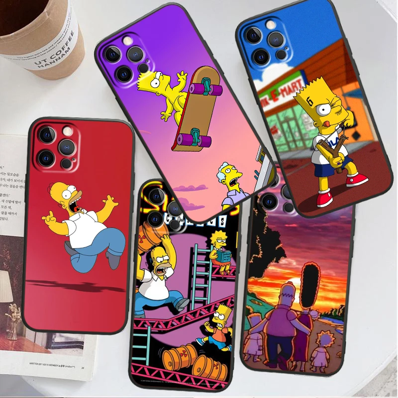 Anime Cute The Simpson Cool Phone Case Per Apple Iphone 14 13 12 11 Se Xs Xr X 7 8 6 Mini Plus Pro Max 2020 Black Soft Cover