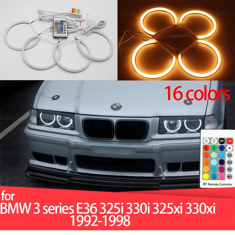 Latte 16 Colori Rgb Led Anghight Qualità Rgb Angel Eyes Kit 16 Colori Halo Ring Per Bmw E36 Serie 3 1992-1998 Demon Eye