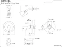 Brass KB531L Chatham Tub and Shower Faucet, Polished Chrome 2