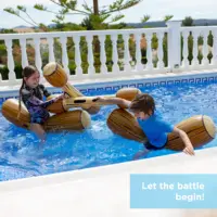Simulated Wooden Floating Drainage Entertainment Toy Double Hitting Stick Swimming Ring Inflatable Canoe Mount Thickened PVC 2