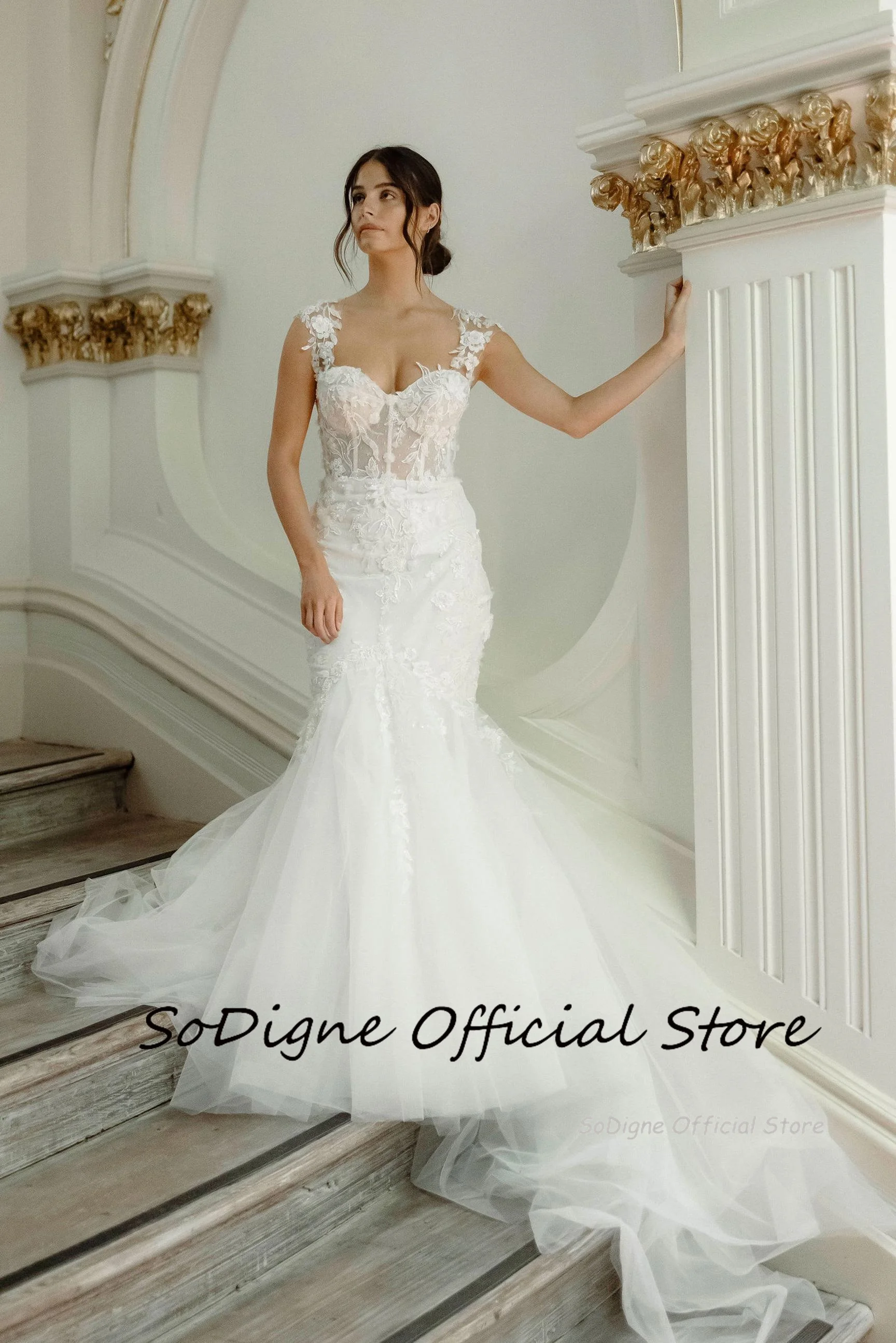 SoDigne Mermaid Boho Tulle Wedding Dresses Sweetheart Sleeveless Appliques Bridal Dress 2025 Long Wedding Gown Robe De Mairee 12 S68c2dce12fe3429fb81dfcf8a92b3471U