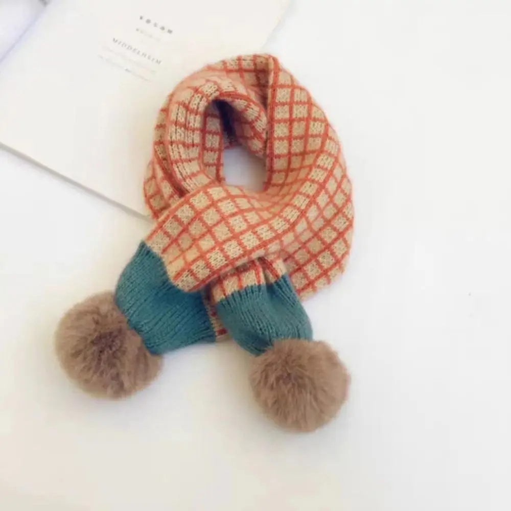Bib Thermal Neck Warmer Windproof Snap Fastener Boys Girls Knitting Scarf Cartoon Neckerchief Children Kids Winter Scarves
