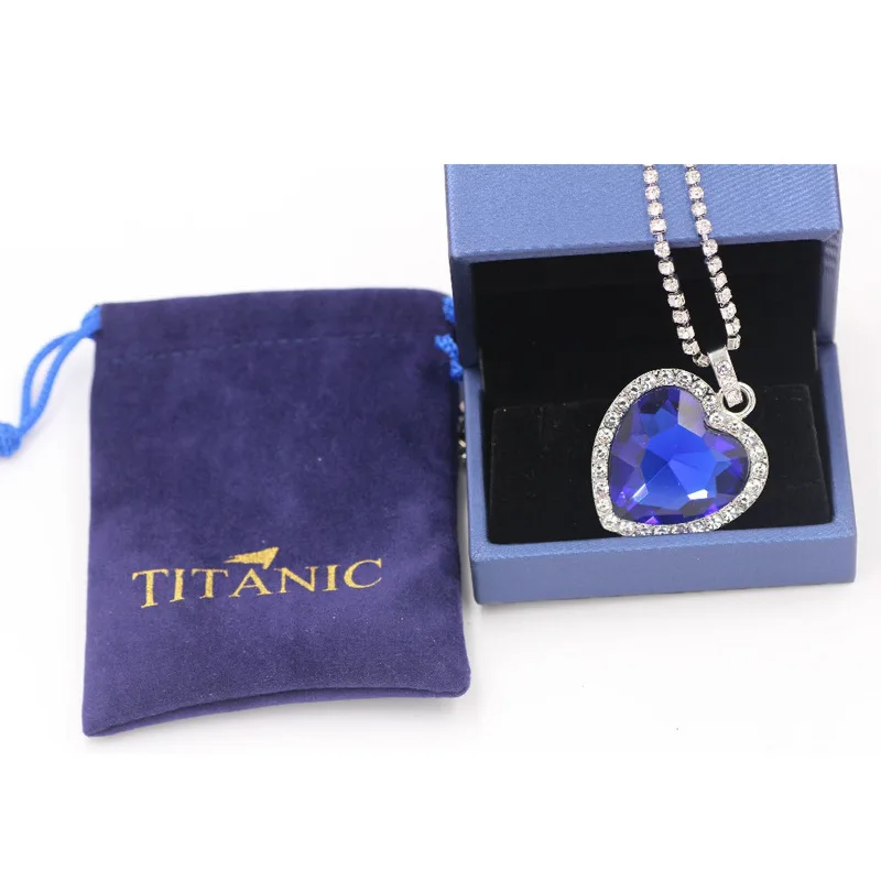 Carol Heart Titanic Blue Pendant Necklace 2