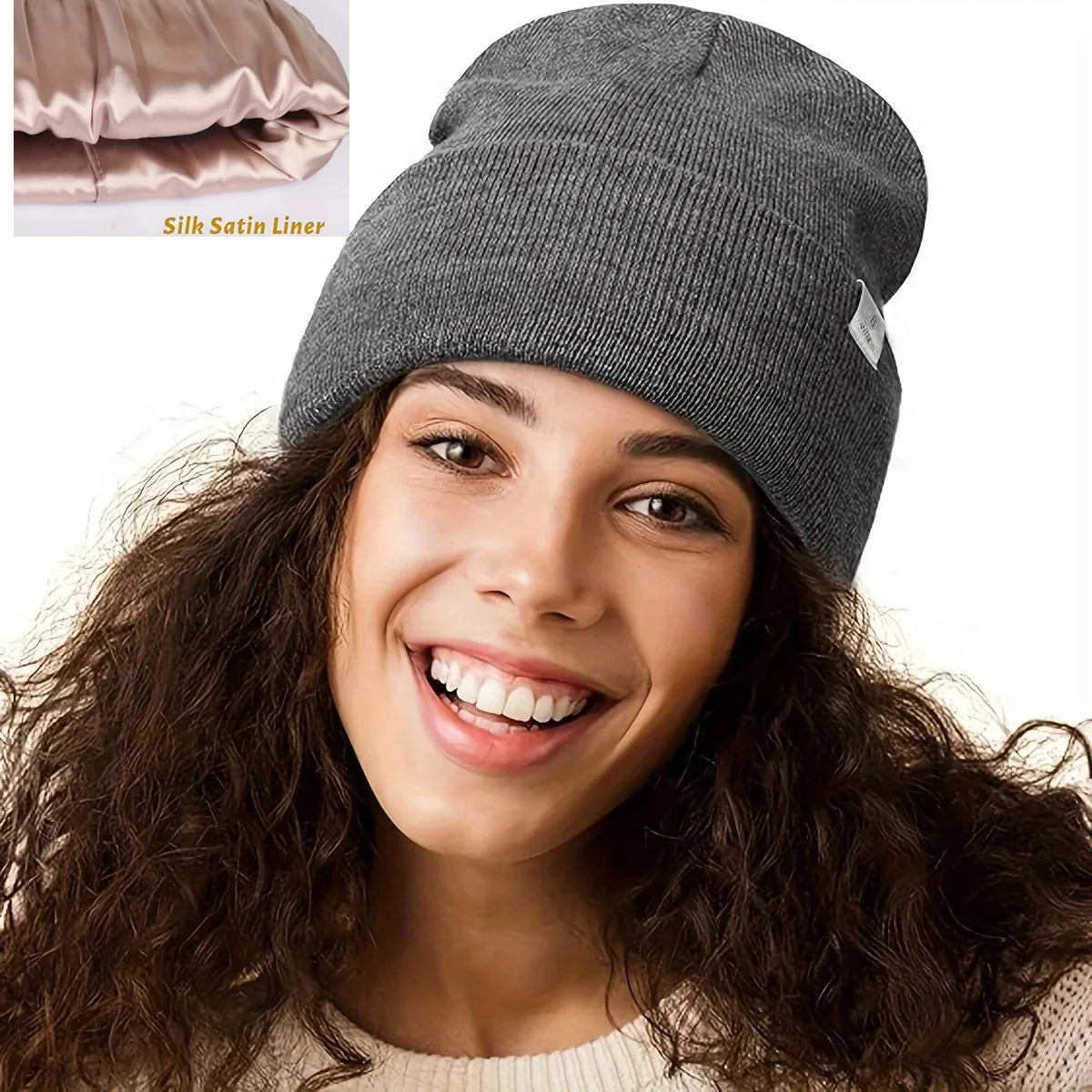Winter Satin Hats Women Knitted Beanie Caps For Men Unisex Balaclava Hats Silk Lined Men Bonnet Skullies Cap Angora Crochet Hat