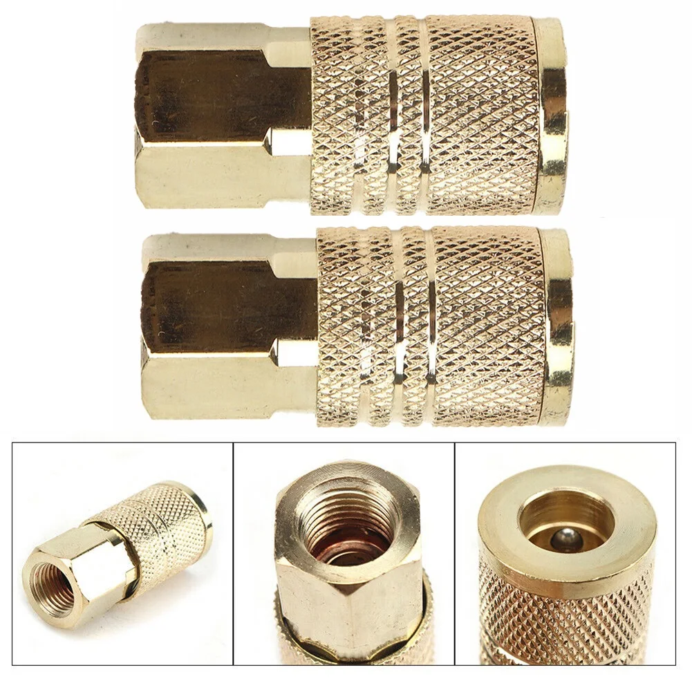 

2pcs 1/4inch NPT Brass Quick Connector 48mm Length Female Thread AirHose Coupler Compressor Fit Pneumatic Tool Accessories