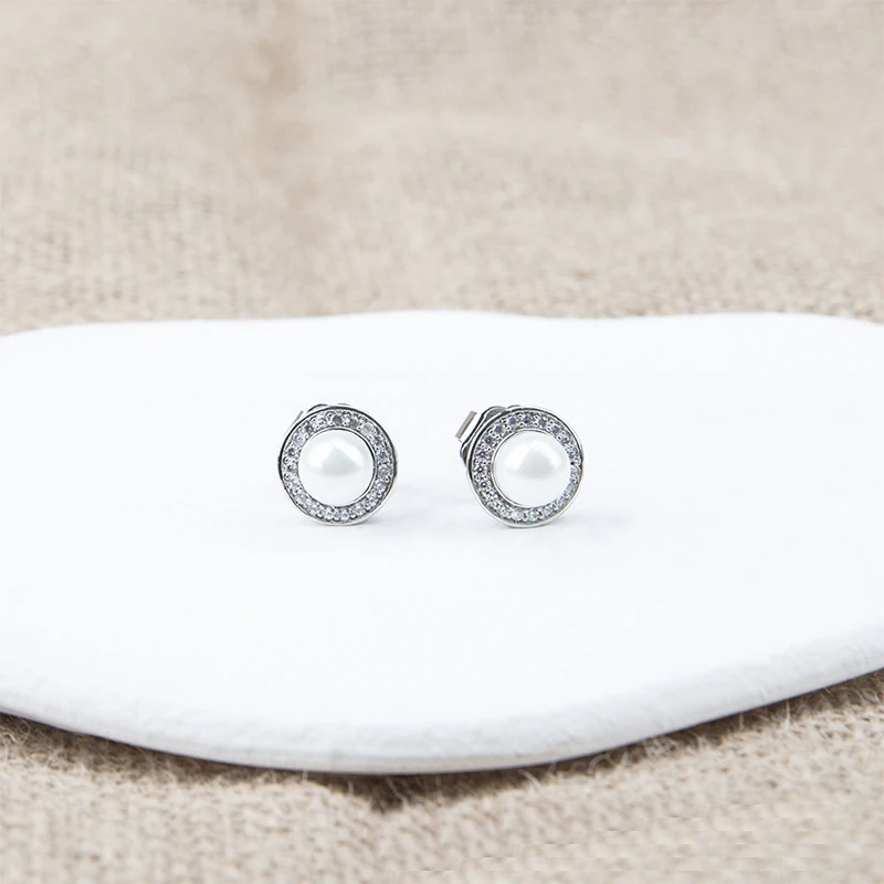 925 Silver Retro Women's Earrings with Bead Earrings and Logo Earrings as Wedding Gift